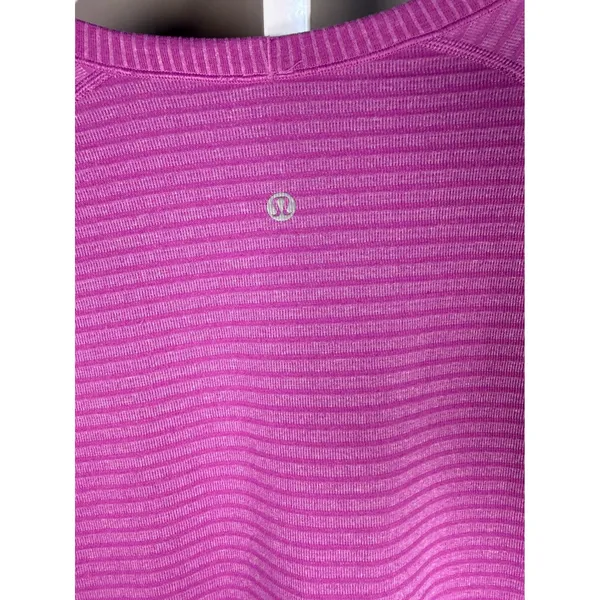 Lululemon Swiftly Tech Long Sleeve Crew‎ Ultra Violet Purple Stripe Size 10 - Image 6