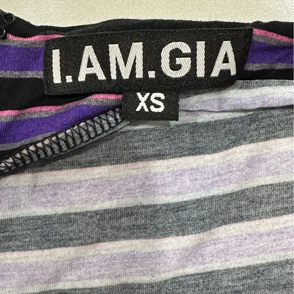 I AM GIA Carrie Cutout Flared Pants Striped Purple Size XS Party Emo Rock Rave - Image 6
