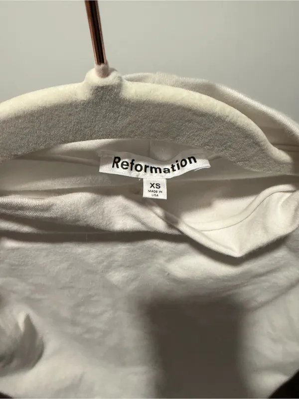 Reformation White Drape Neck Sleeveless Top | XS - Image 3