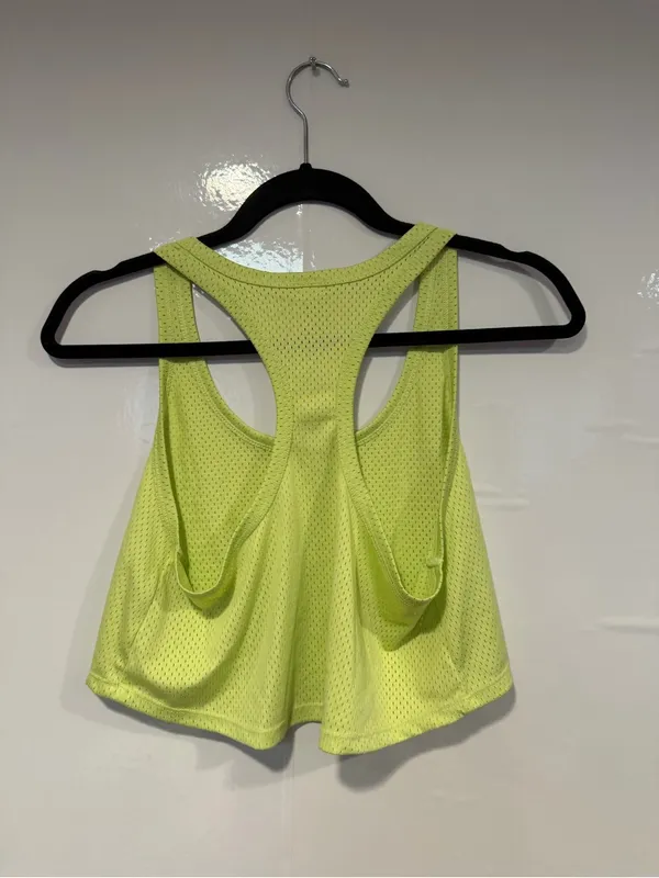Aerie tennis inspired Sunburst Mesh Crop Tank Top - Lime Green - Image 3