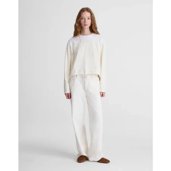 Madewell The Perfect Tie-Waist Tee in Allday Jersey Striped Pineapple M NWT - Image 3