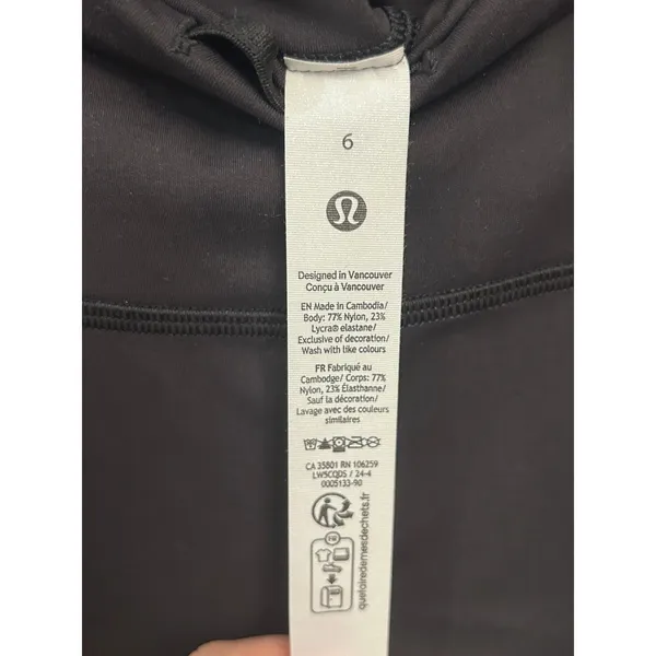 Luluelmon Wunder Train leggings/Tight size 6 25” Black new with tags Authentic - Image 3
