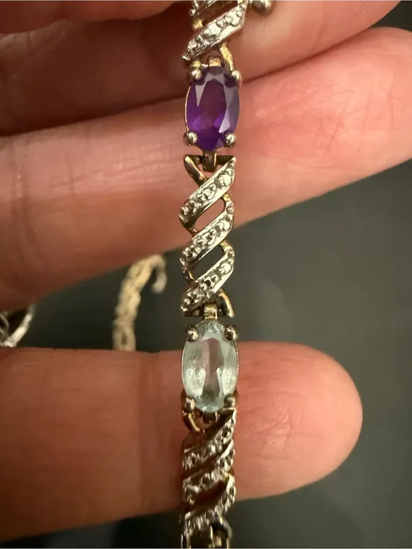 Ross Simons 925 Gold Over Sterling Silver Vermeil Multicolored Gem 7.5” Bracelet - Image 14