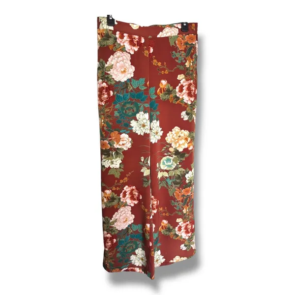 Chico's Floral Wide Leg Pull-On Palazzo Pant‎ Size 0 XS 4 Rust Green - Image 3
