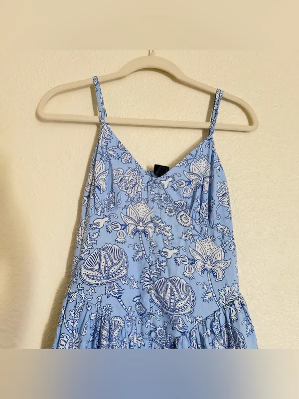 Roller rabbit Women Floral Vines Drop Waist Midi A-Line Dress Blue - Image 7