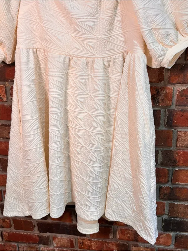 Free People womens Violet puff sleeve textured mini dress ivory L - Image 3