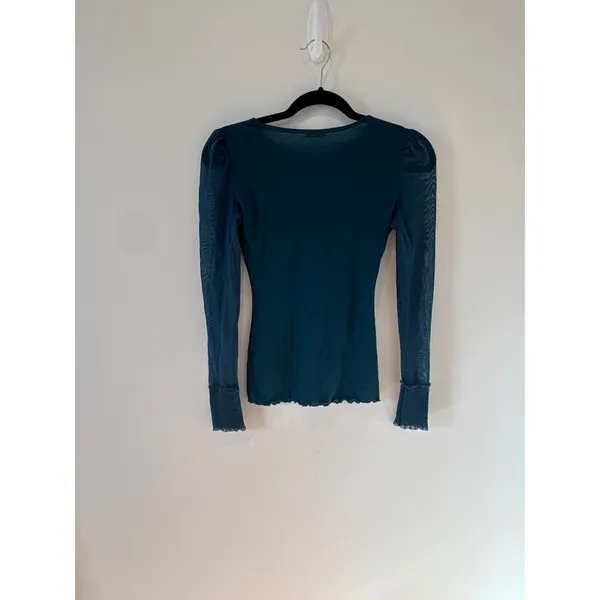 Free People Long Sleeve Ribbed and Mesh‎ Top - Image 4