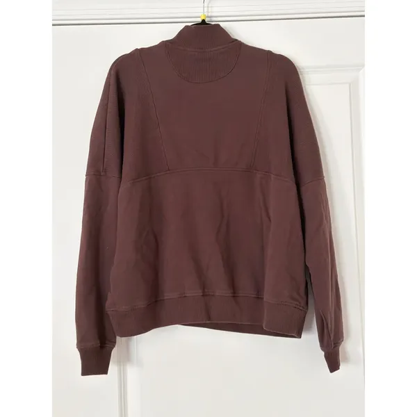 Aeropostale Brown Quarter Zip Ribbed Mock-Neck Pullover Sweatshirt Small - Image 5