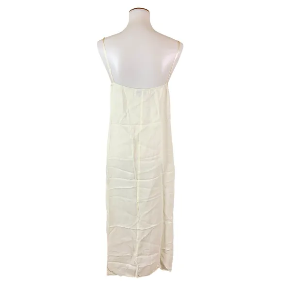 Jessica‎ McClintock Cream Slip Midi Dress Spaghetti Strap Small Slit Large - Image 5