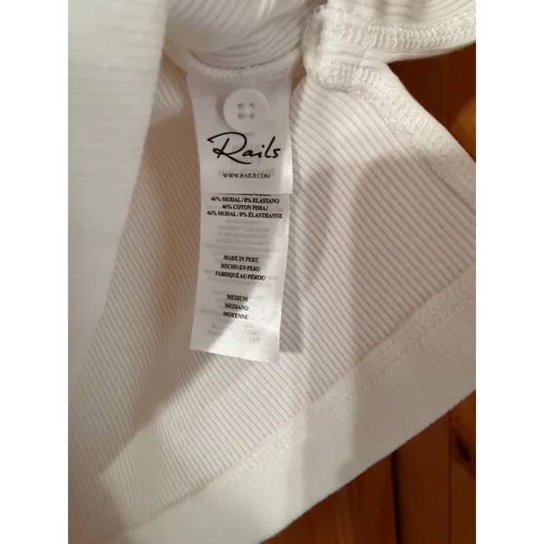 RAILS Mayla Sleeveless Henley Tank Top Women's Medium White Ribbed Knit M‎ - Image 7