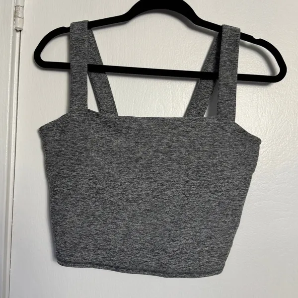 Vuori Elevation Square Neck Cropped Tank Top in Spacedye Heather Grey X-Large - Image 2