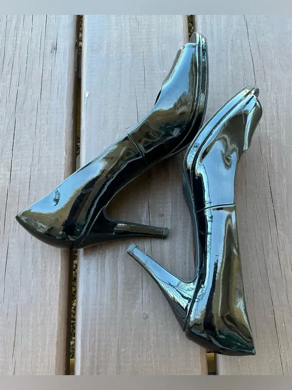 Merona Patent Leather Peep-Toe High Heels in Black🖤 - Image 7