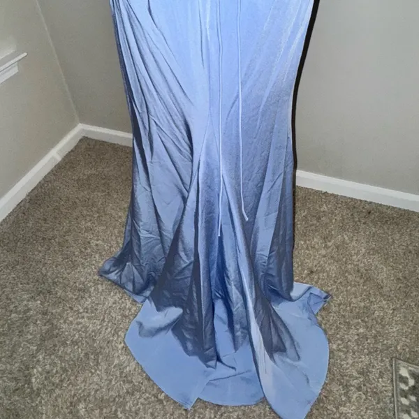 Faviana Lace Applique V Neck Prom Dress With Lace Up Back - Image 7