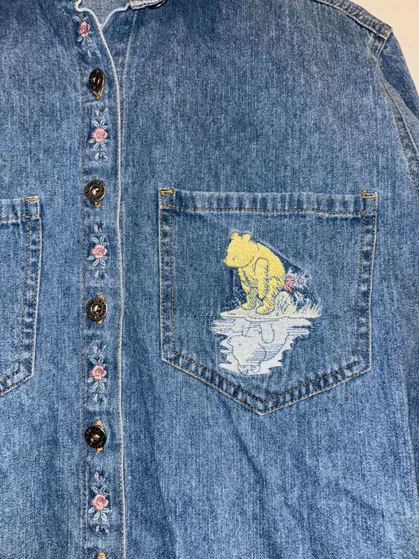 Vintage Disney Embroidered Denim Long Sleeve - Image 2