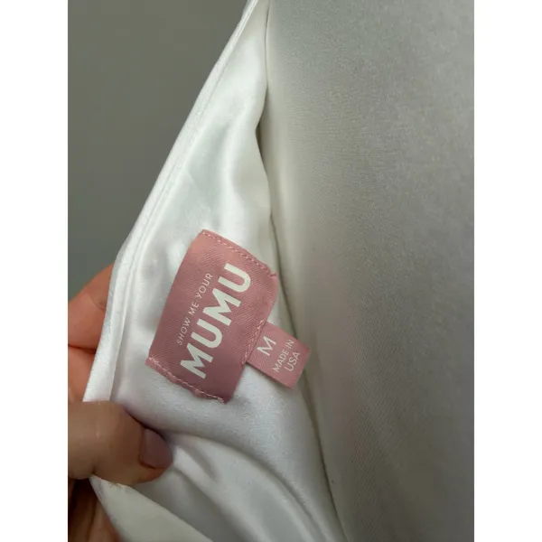 Show Me Your Mumu Jodie Dress Ivory White Luxe Satin Size Medium - Image 9