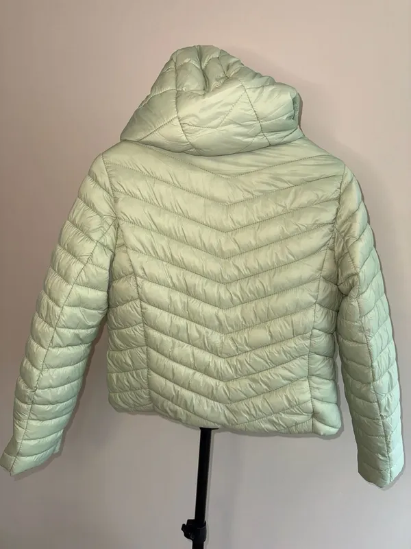 IRIS Women's Sage Green Hooded Puffer Jacket Size L - Image 3