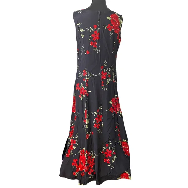 Dressbarn Vintage Black Red Floral Maxi Dress USA‎ 12 Dark Romantic Grunge 90s - Image 2