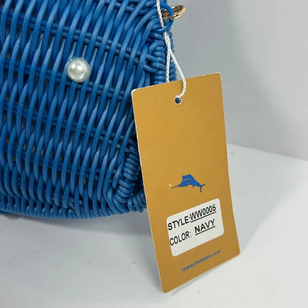 Tommy Bahama Blue Whale Wicker‎ Crossbody Bag Novelty Nautical Purse - Image 11