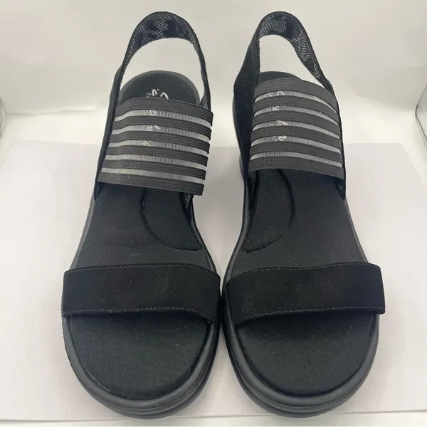 Skechers wedge platform cushion black sandals women’s Size 9 - Image 2