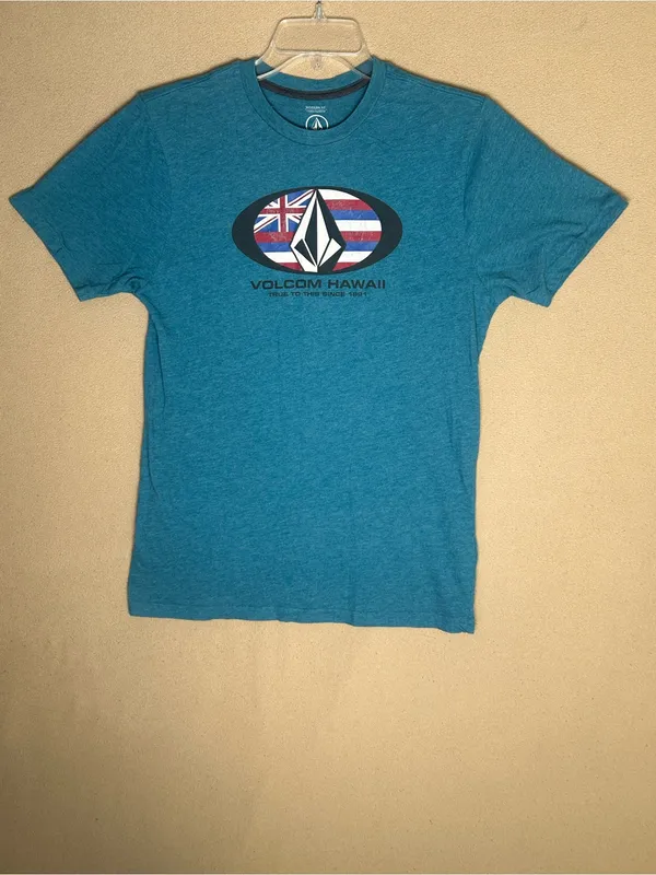 Volcom petite Teal Blue Hawaii Graphic Short-Sleeve Tee T-shirt Small modern fit - Image 2
