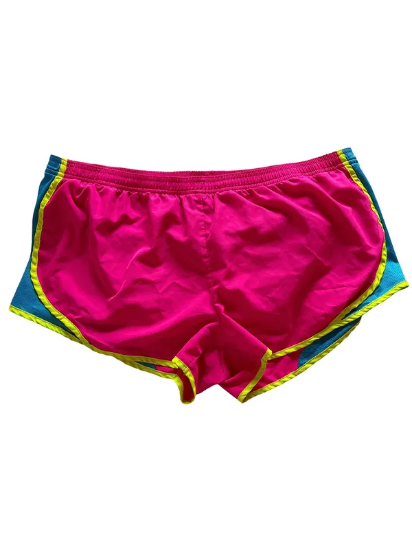 Derek Heart Neon Pink Blue Running Shorts XXL Built In Brief Y2K - Image 3