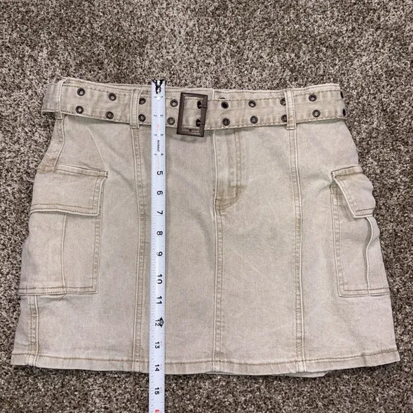 Sincerely Jules Tan Cargo Denim Skirt Women's Size 9/28 Utility Mini Skirt - Image 7