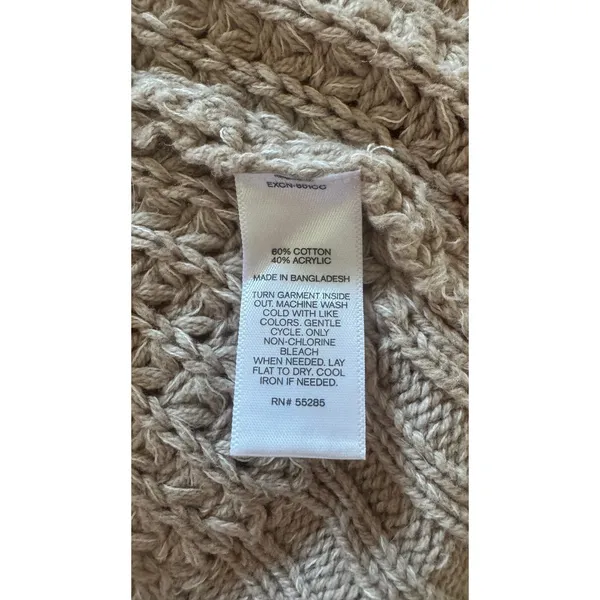 Express‎ Women's XS Taupe Chunky Waffle Knit Open Front Cardigan Sweater - Image 3