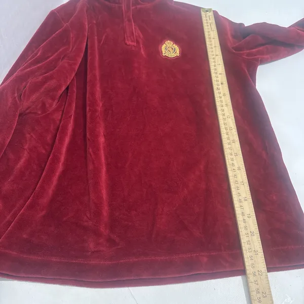 Vintage Ralph Lauren Velour Quarter Zip Sweatshirt Pullover Red Women's Size P/S - Image 9