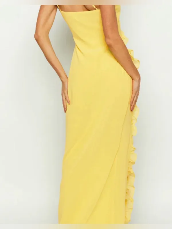Beginning Boutique Bright Yellow Ruffle-Trim Maxi Dress + - Image 3