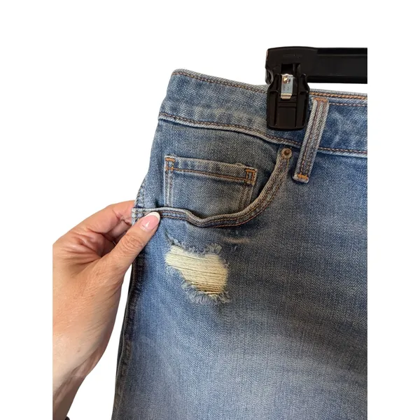 Old Navy Denim Mini Skirt Women 16 Blue Distressed Raw Hem Cotton Jean A Line - Image 3