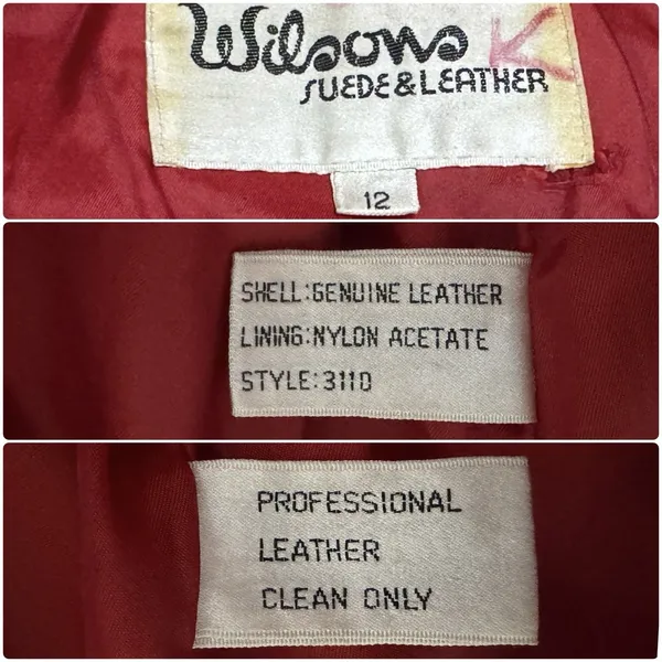 Vintage 80s Wilsons Red Genuine Leather Puff Sleeve Cropped Jacket Size 12 - Image 8