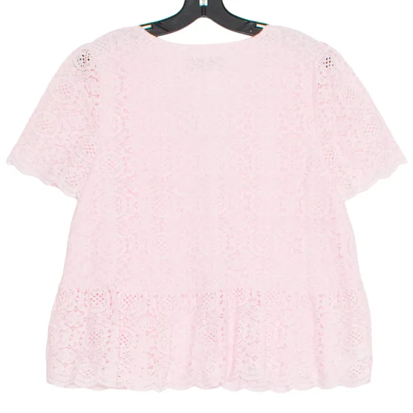 NWT Loft Lace Peplum Top Pink Button Up Romantic Feminine Cottage Coquette M - Image 6