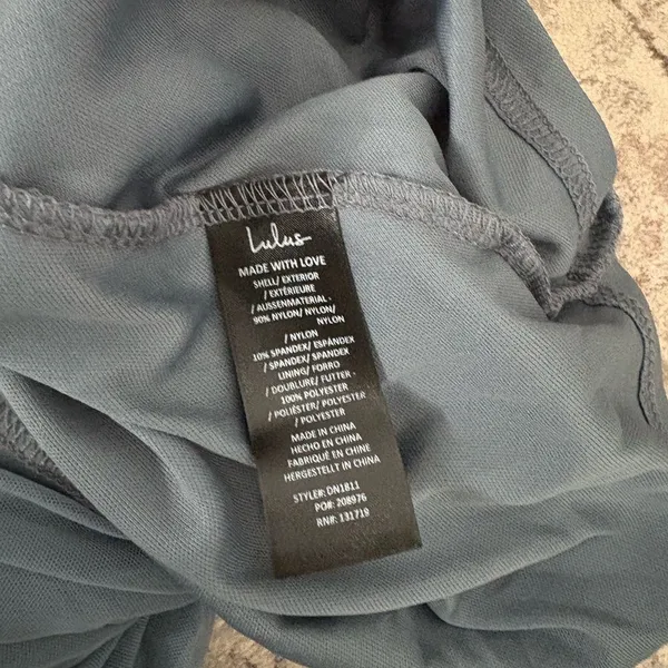 Lulus Sunama Slate Blue Mesh Ruched Bodycon Midi Dress Size Medium NWT Cocktail - Image 10