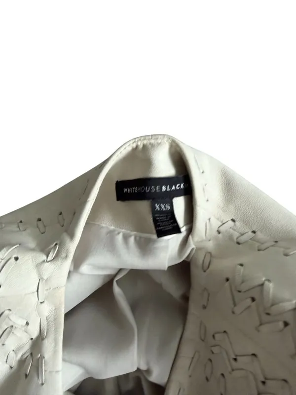 WHITE HOUSE BLACK MARKET Off White Leather Jacket Size XXS - Image 5