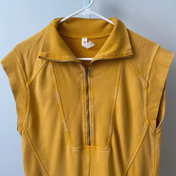 Anthro Daily‎ Practice M Sweatshirt Vest Quarter Zip Ribbed Trim Athleisure - Image 2