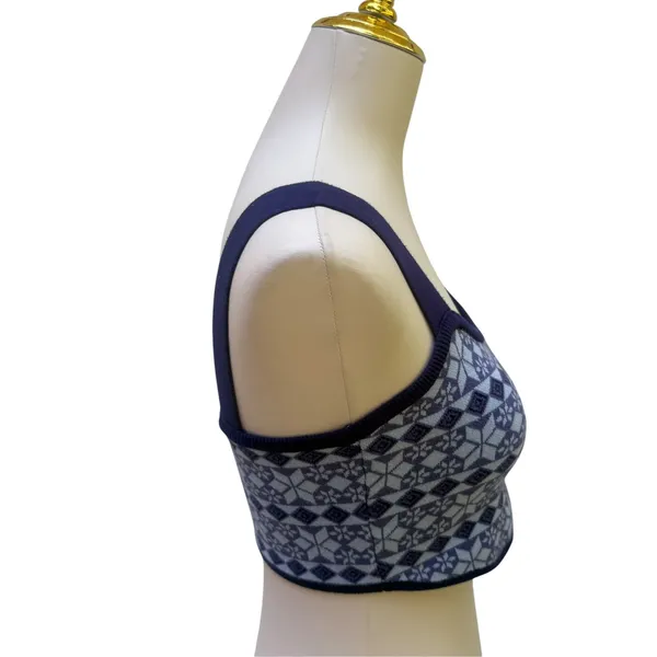 Intimately Free People Crop Top M Blue Geometric Knit snowflake Nordic Boho - Image 2