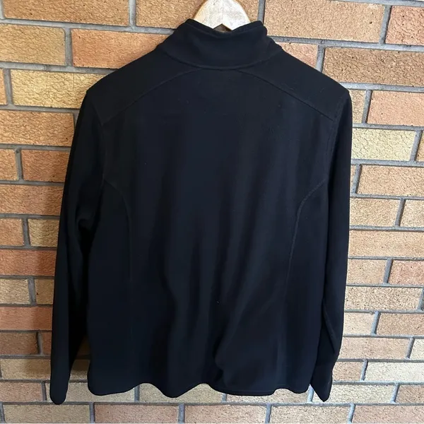 LL Bean Lightweight Fleece Full Zip Black Jacket Pockets Size 1X 505316 - Image 4