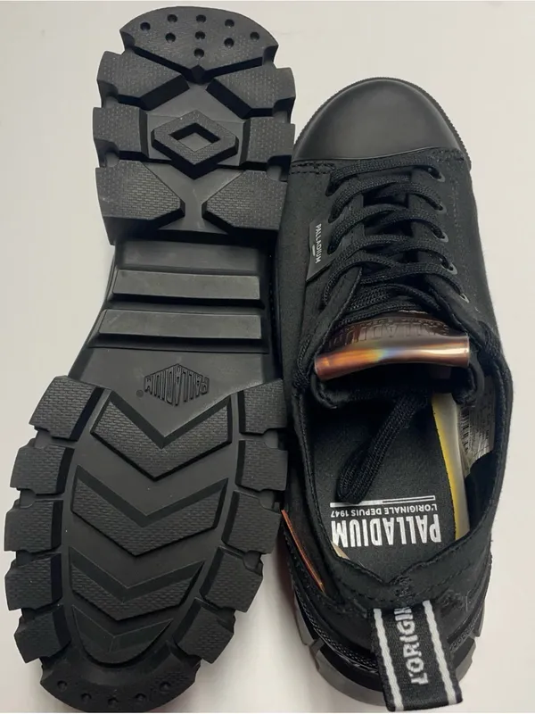 Palladium Revolt Lo Tx Black Low Fashion Sneaker Chunky. Canvas outer. Vegan. 8 - Image 7