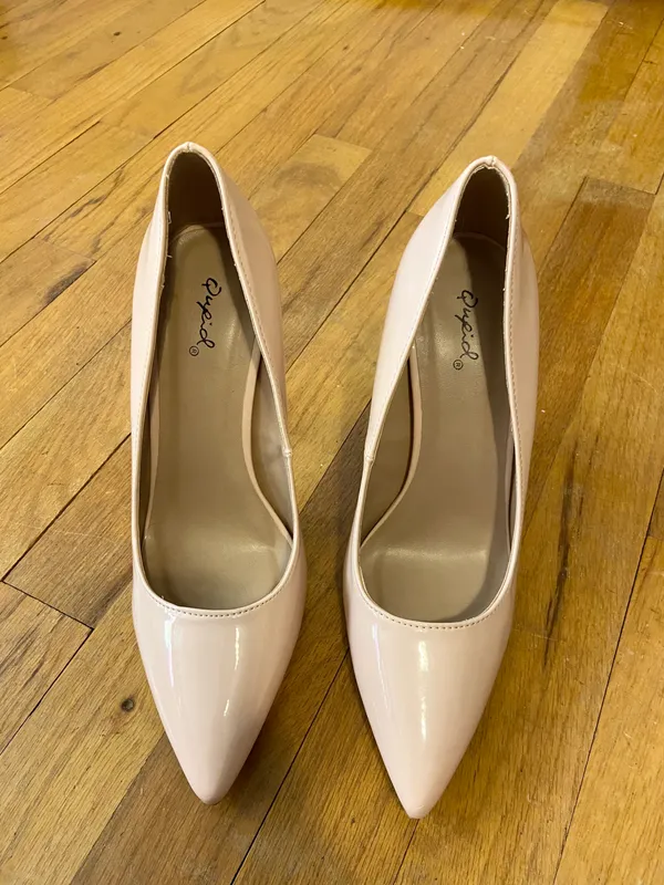 nude beige pointed toe stiletto heels - Image 2