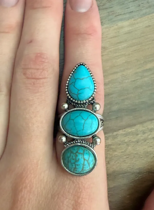 Faux turquoise ring Size 8 Blue - Image 3