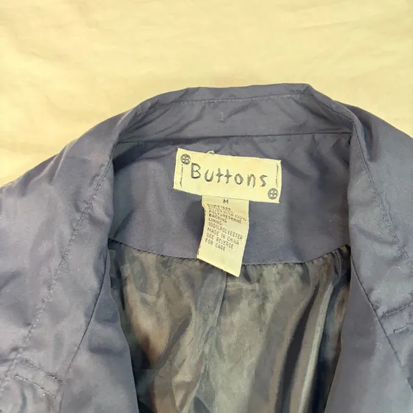 Buttons VTG Womens navy short double breasted trench coat. water resistant. Size M. - Image 2
