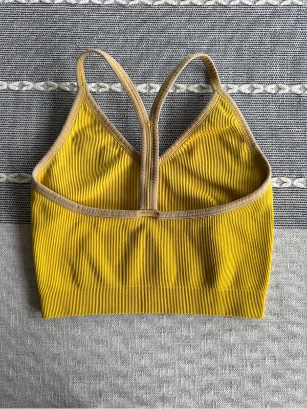 Set Active Ribbed V Bra Tank Top Yellow Size Small - Image 4