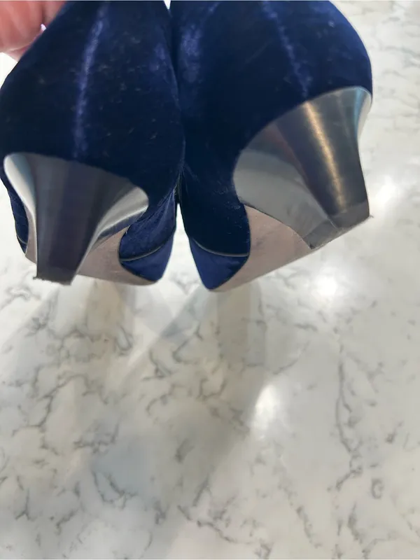 Rebecca Minkoff Navy Blue‎ Velvet Low Heel Loafers Size 7 - Image 8