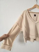 Urban Outfitters Beige Boxy V-Neck - Image 2
