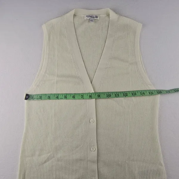 J. Crew NEW Cashmere silk blend‎ sweater shell Cream Ribbed Sleeveless Size L - Image 8