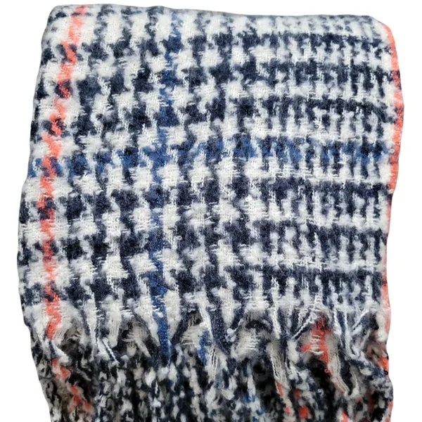 Pistol Gwen blue/coral houndstooth Gwen fring scarf 22x52 - Image 3