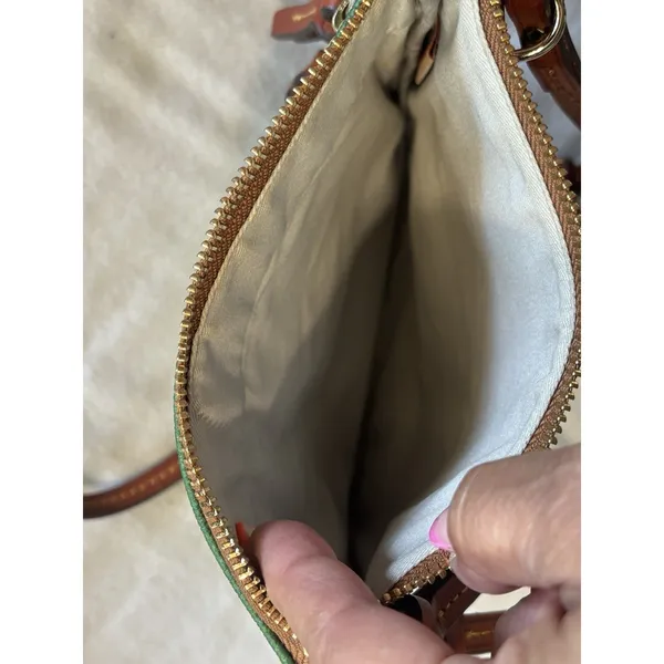 Dooney & Bourke Oregon Ducks College Print Crossbody Bag Logo Green/Yellow‎ Zip - Image 6