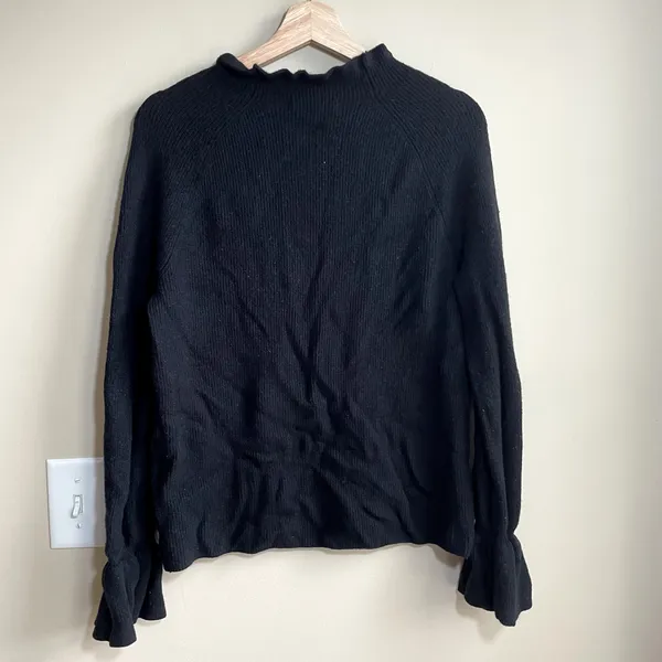 Banana‎ Republic merino wool cashmere blend black knit sweater women's L FLAW - Image 7