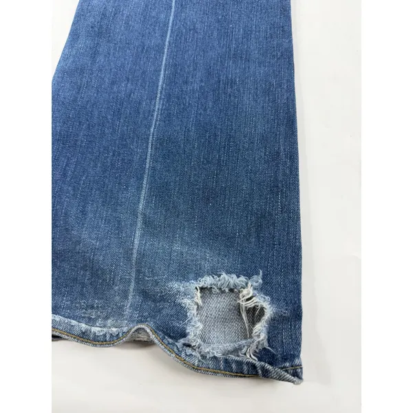 Paige Premium Denim Laurel Canyon Flare Jeans Blue Embroidered Rose Low Rise 31 - Image 10