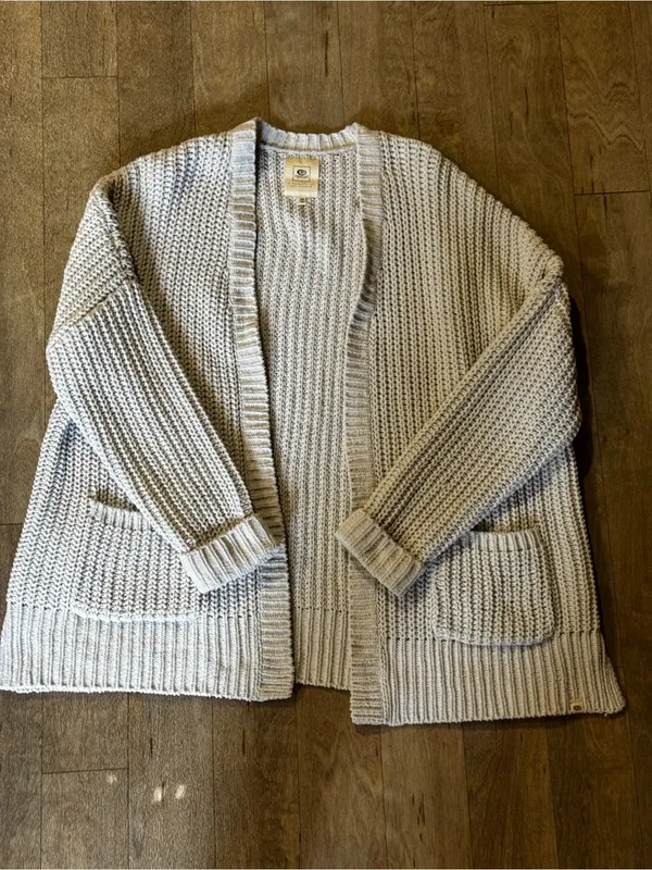 Rip Curl Safari Sun Open Front Cardigan Oversized Off White Size XS - Image 2